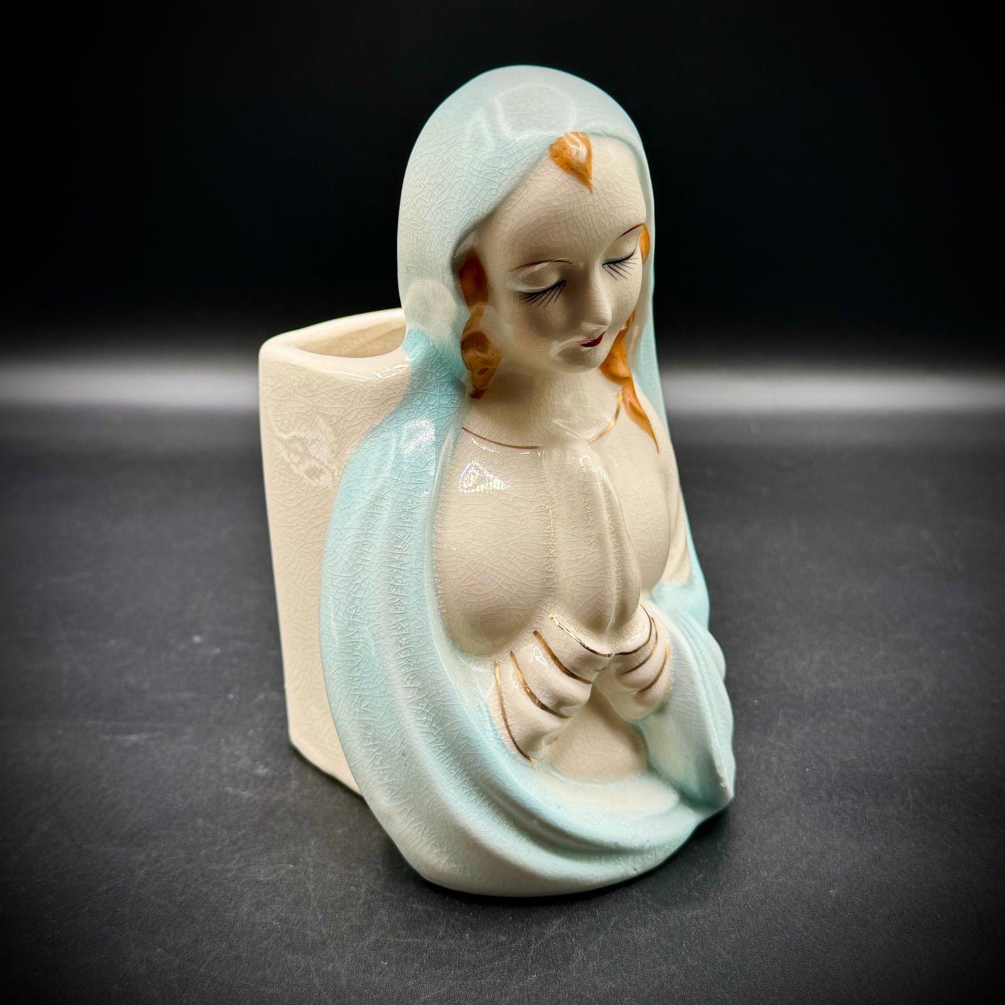 Vintage Praying Madonna Planter Vase