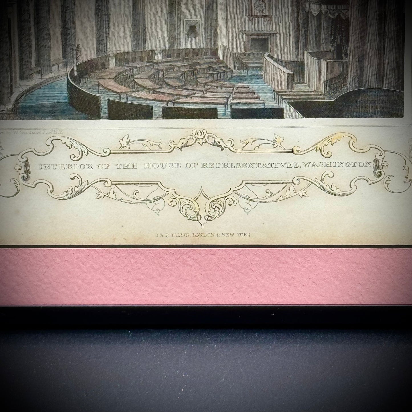 Antique 19th Century Hand Tinted Lithograph "US House of Representatives" Professionally Framed