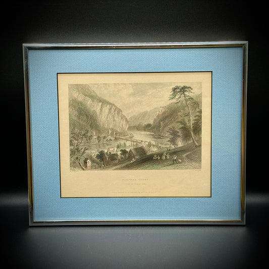 Antique 19th Century Hand Tinted Lithograph "Harper's Ferry" Professionally Framed