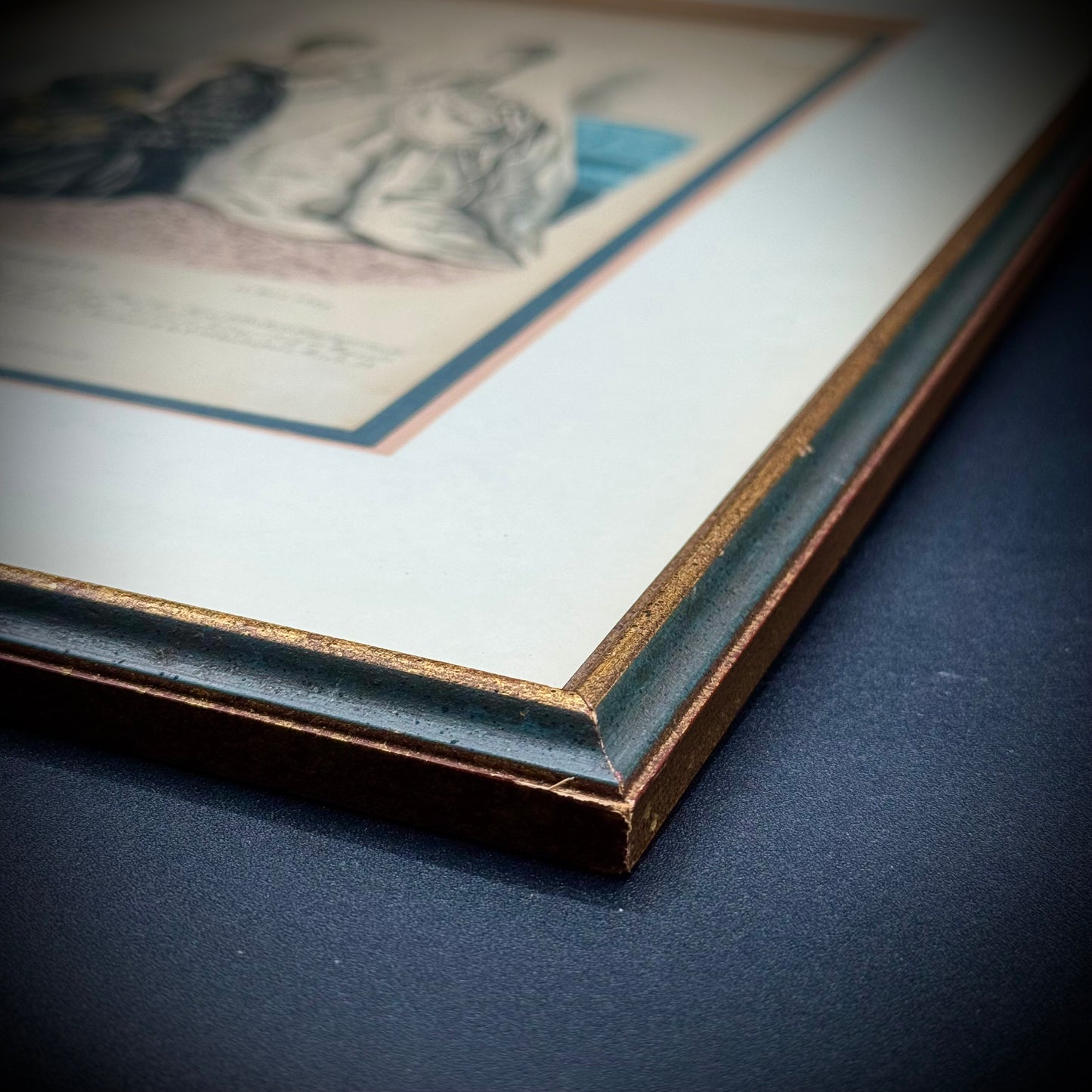 Antique 19th Century Hand Tinted Lithograph "La Petit Messager" Professionally Framed