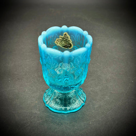 Vintage Blue Fenton Toothpick Holder with Original Label