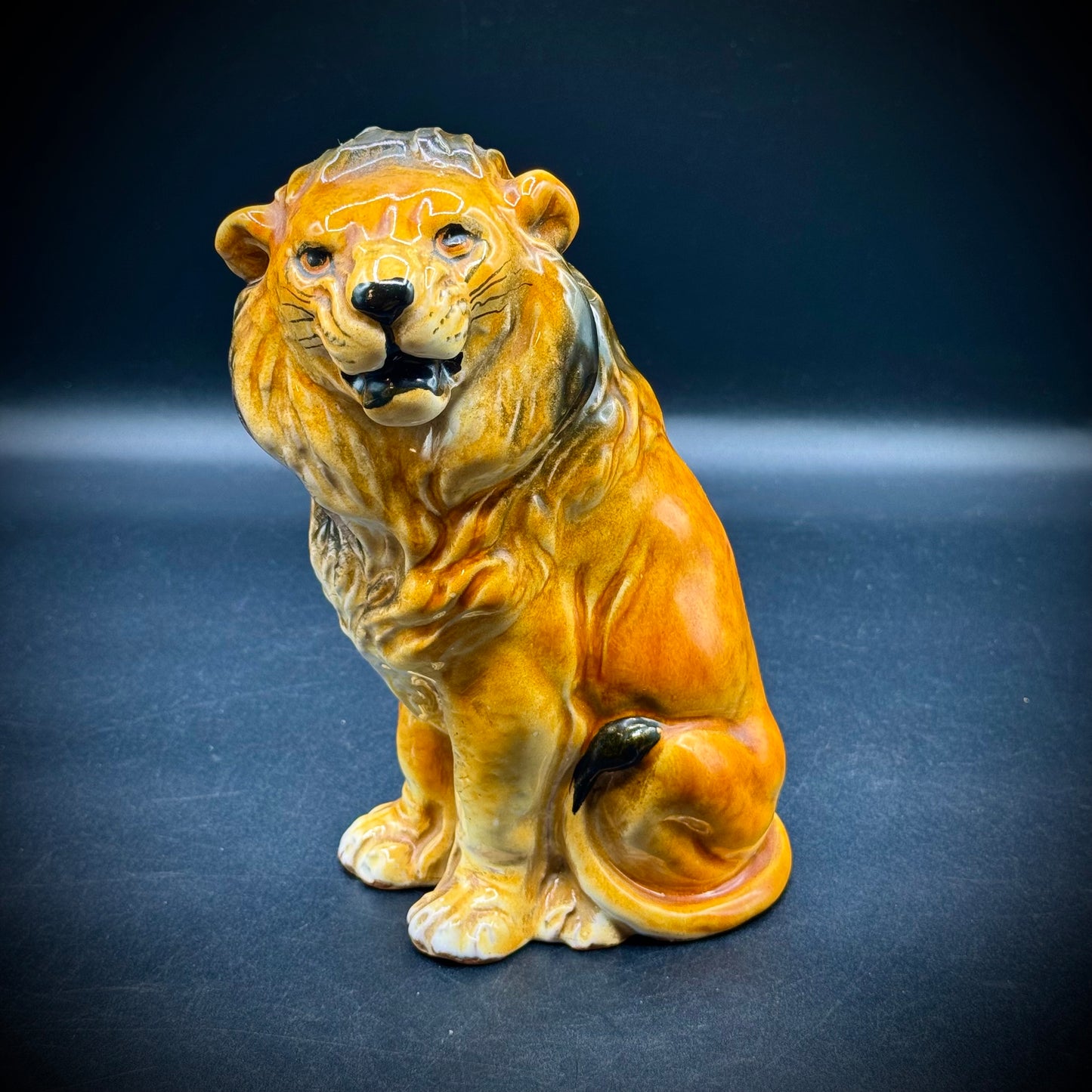 1970s MCM Hand Painted Lion Figurine