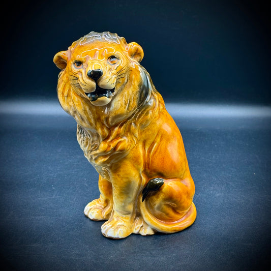 1970s MCM Hand Painted Lion Figurine