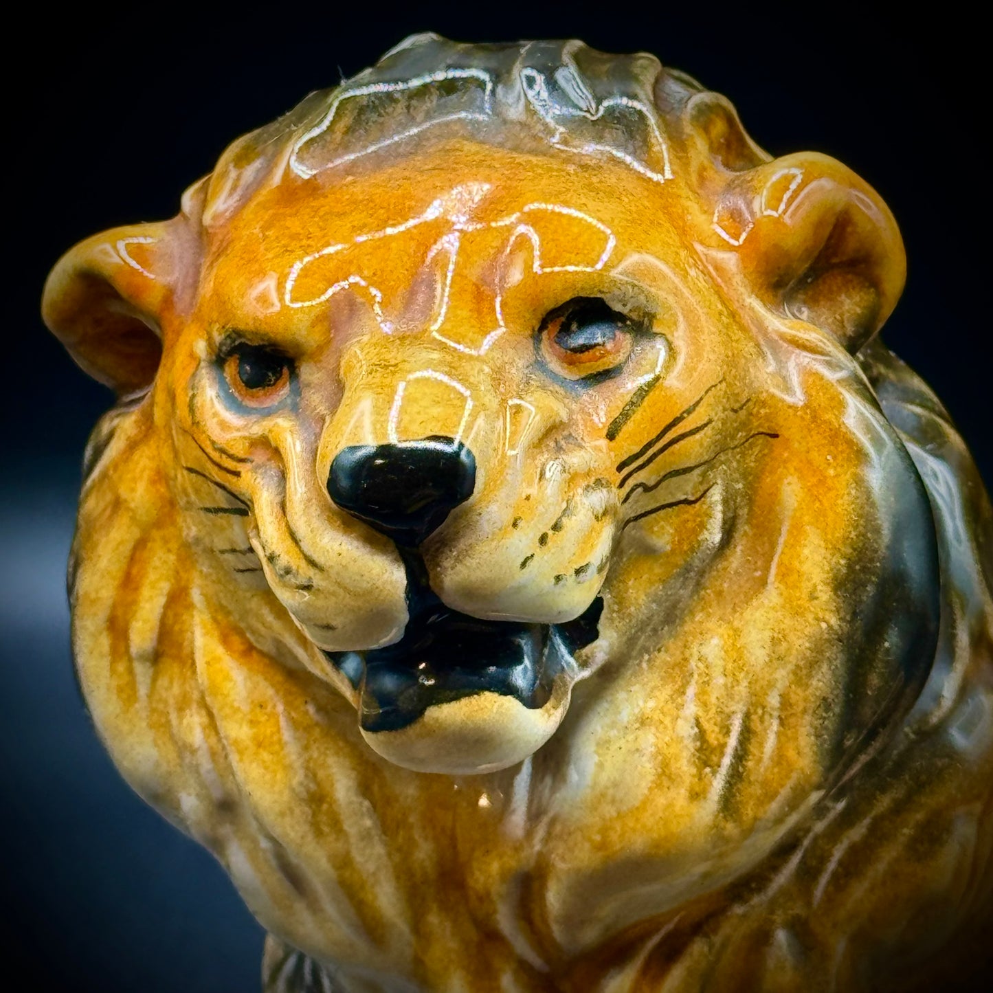 1970s MCM Hand Painted Lion Figurine