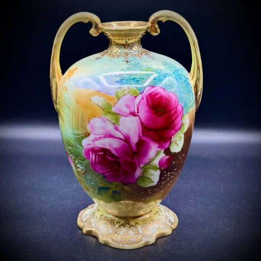 Antique c. 1920 Nippon Hand Painted Large Vase