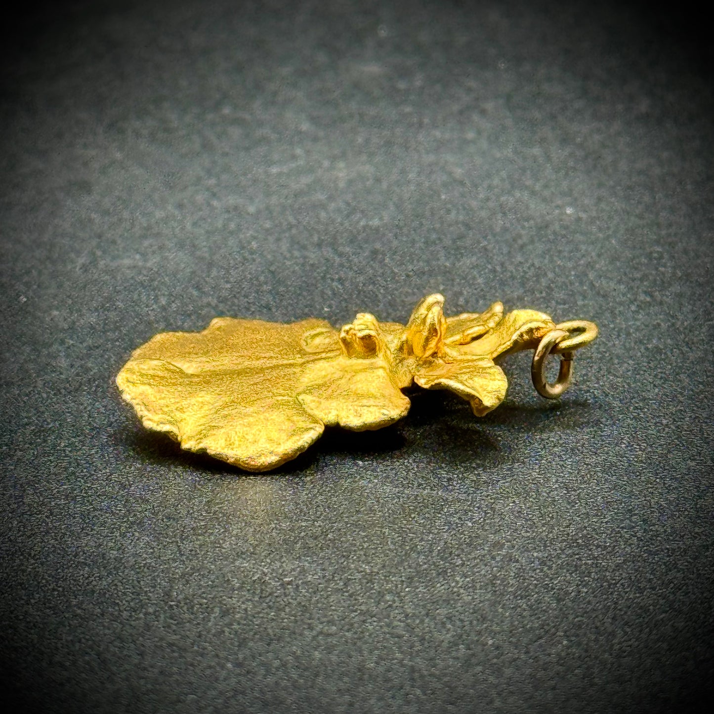 Vintage 1980s 22kt Gold Plated Orchid Flower Pendant