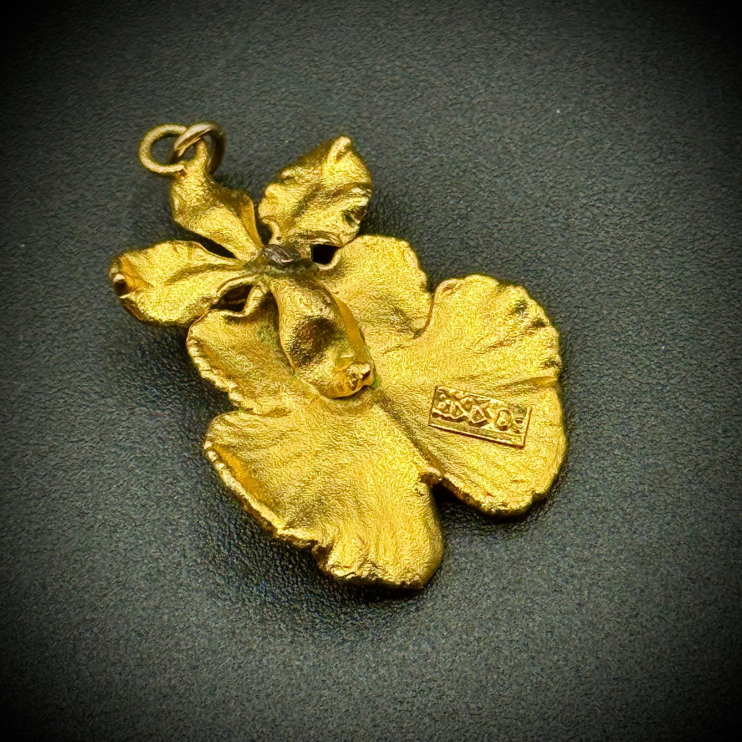 Vintage 1980s 22kt Gold Plated Orchid Flower Pendant