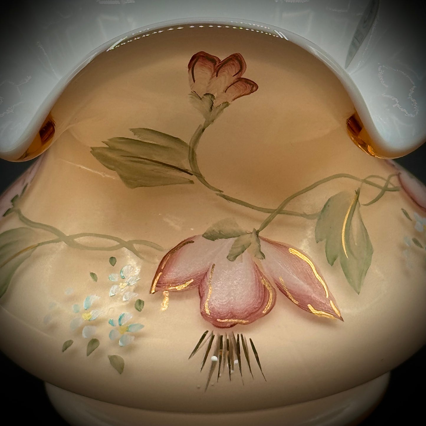 Vintage Fenton 2001 Designer Showcase Sunset Overlay Basket - Signed by Bill Fenton