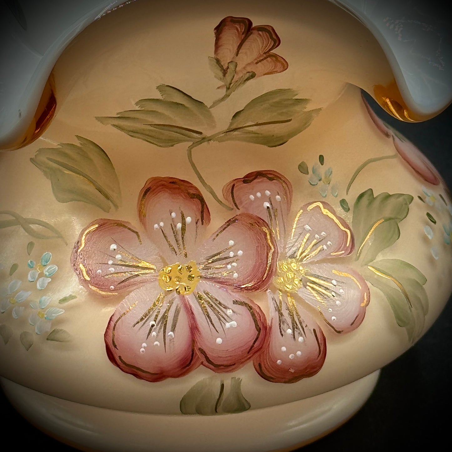 Vintage Fenton 2001 Designer Showcase Sunset Overlay Basket - Signed by Bill Fenton