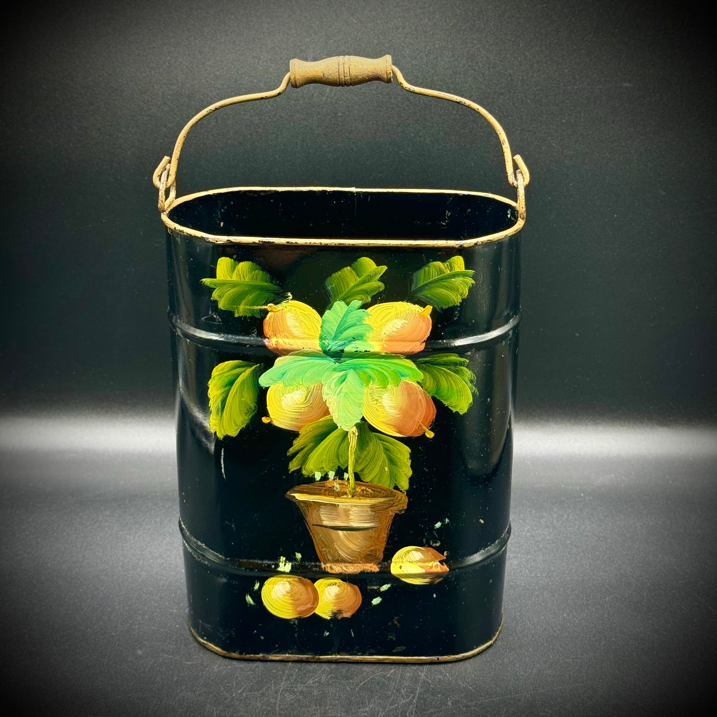 Vintage Hand Painted Tin with Handle