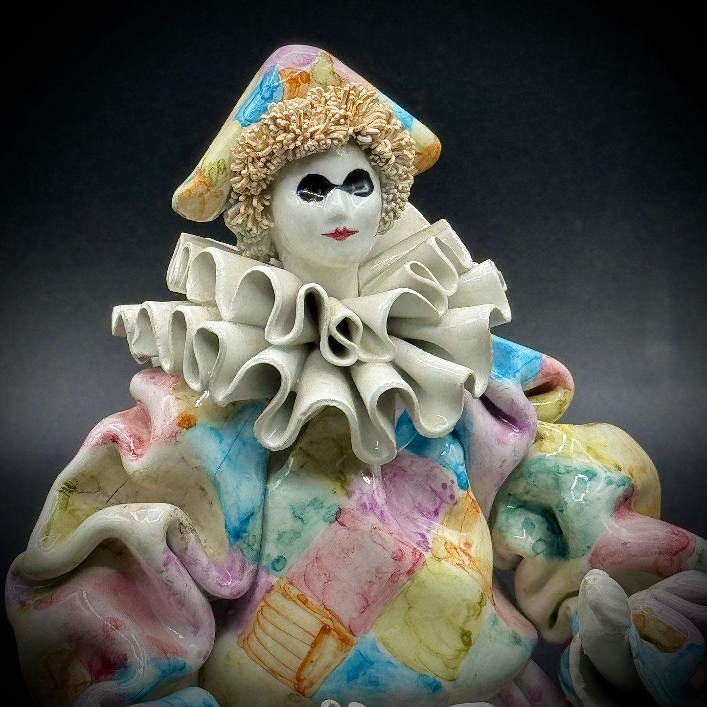 Vintage Gumps San Francisco Jester with Instrument Figurine - Made in Italy