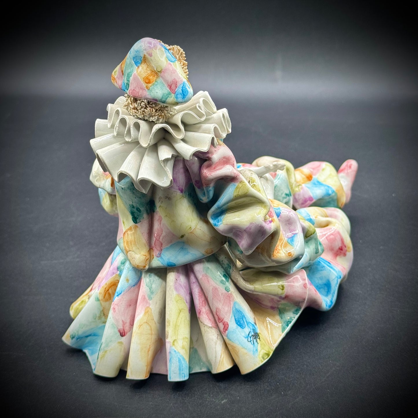 Vintage Gumps San Francisco Jester with Instrument Figurine - Made in Italy