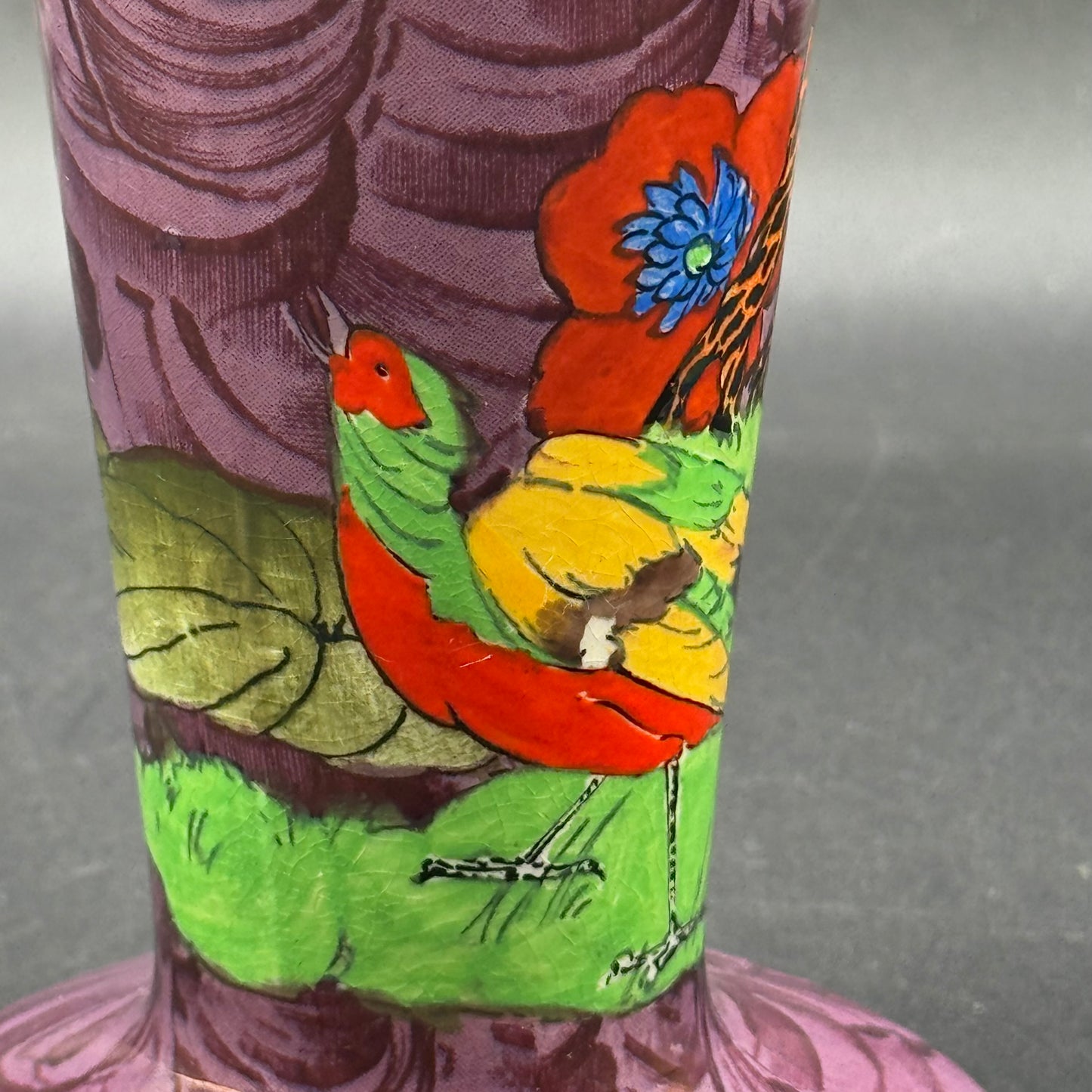 Vintage Staffordshire England Bird Motif Vase