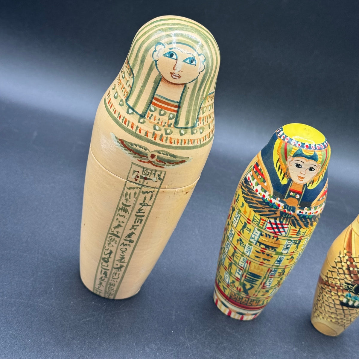 Vintage Four Tier Egyptian Mummy Nesting Doll Set