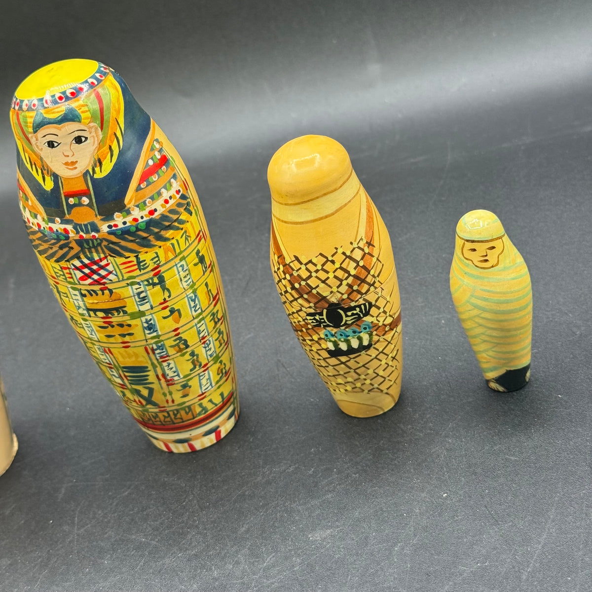 Vintage Four Tier Egyptian Mummy Nesting Doll Set