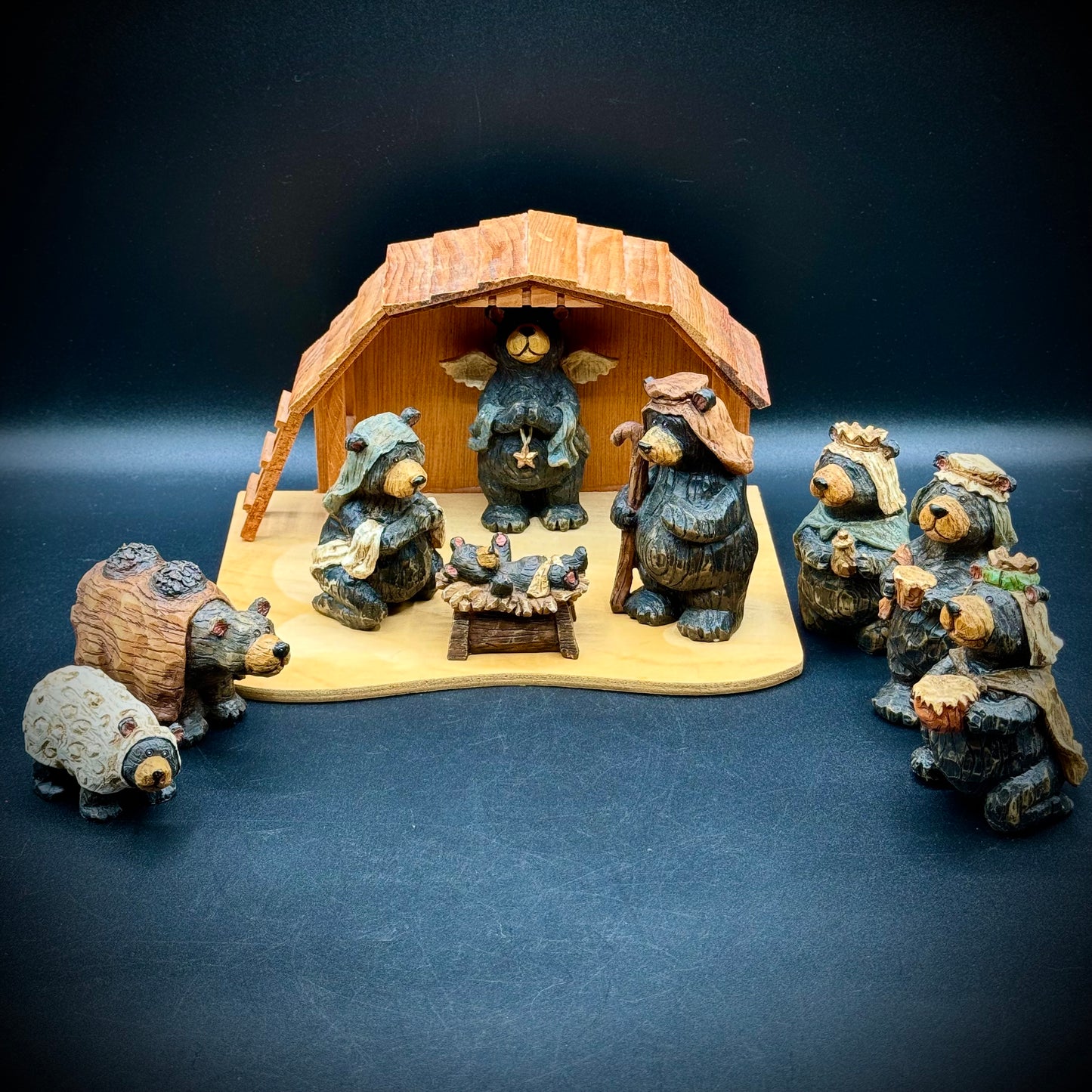 Amazing Folk Art Bear Nativity Set