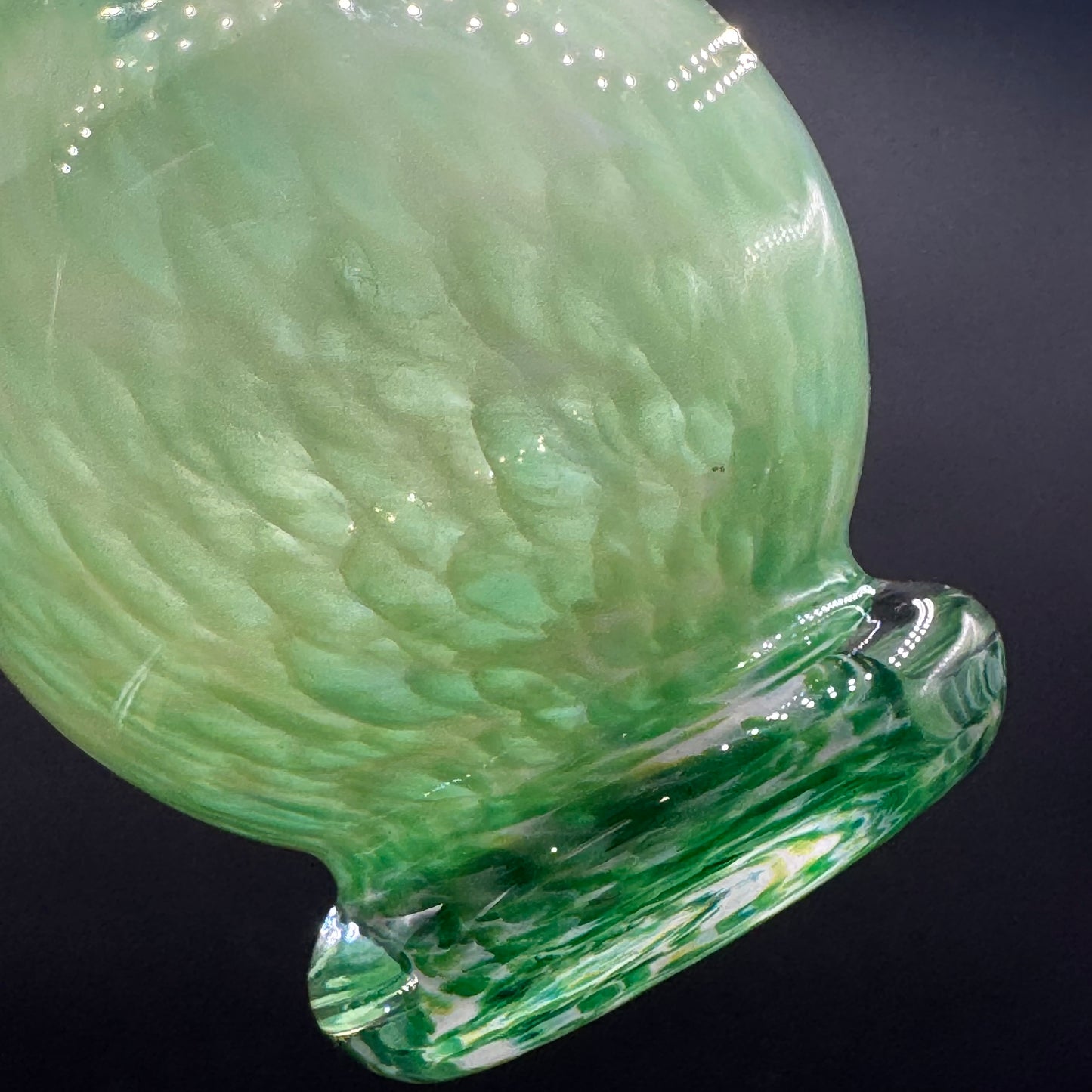 Stunning Green & White Arte Murano Italy Vase with Original Label