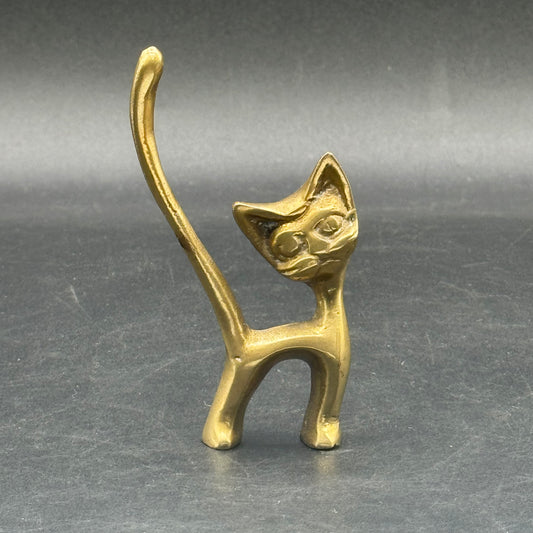 Vintage Korean Solid Brass Cat Ring Holder