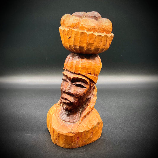 1940s Carved Wood African Head Signed "King"