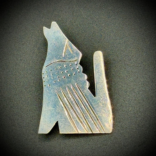 Taxco Mexican Sterling Silver Howling Wolf Pin