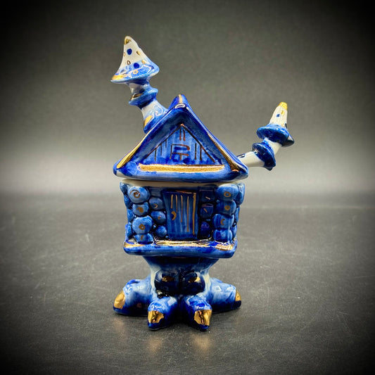 Russian Porcelain Artist Signed Baba Vega House w/Spoon