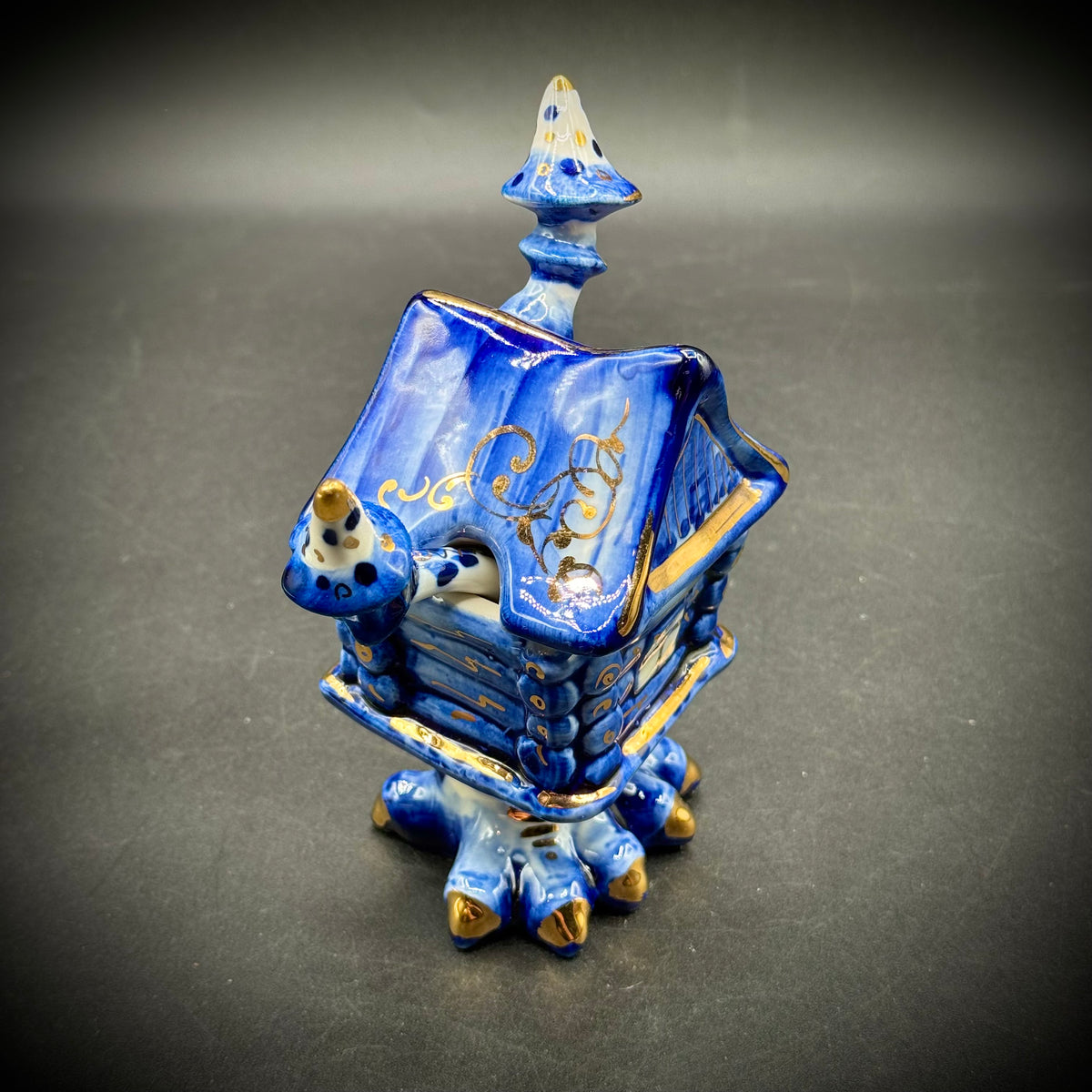 Russian Porcelain Artist Signed Baba Yaga House w/Spoon