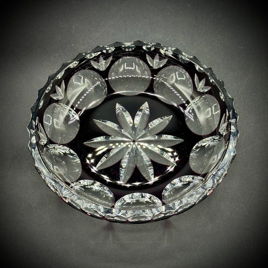 Vintage Cut To Clear Amethyst Glass Bowl