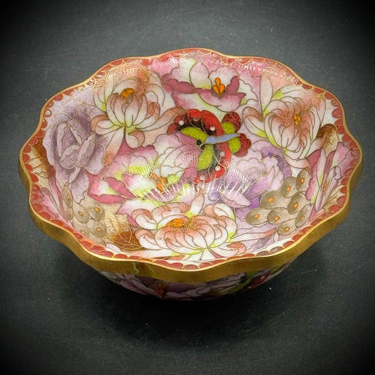 Cloisonné Lotus & Butterfly Motif Bowl
