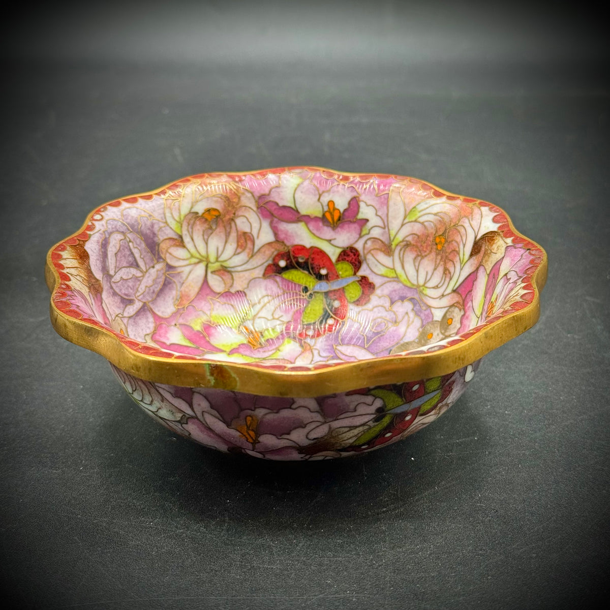 Cloisonné Lotus & Butterfly Motif Bowl