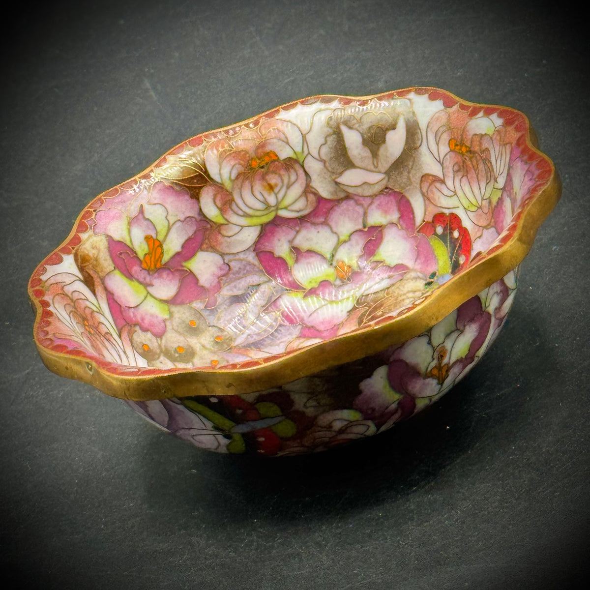 Cloisonné Lotus & Butterfly Motif Bowl