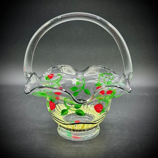Lenox Hand Painted Strawberry Handled Ruffle Bowl