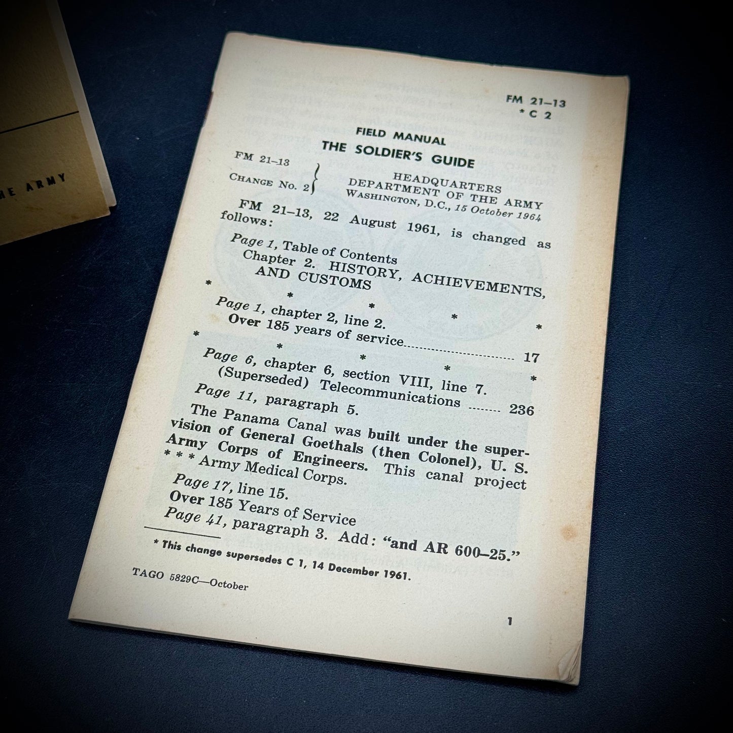 Vintage 1961 US Military Soldier's Handbook with Revision Booklet