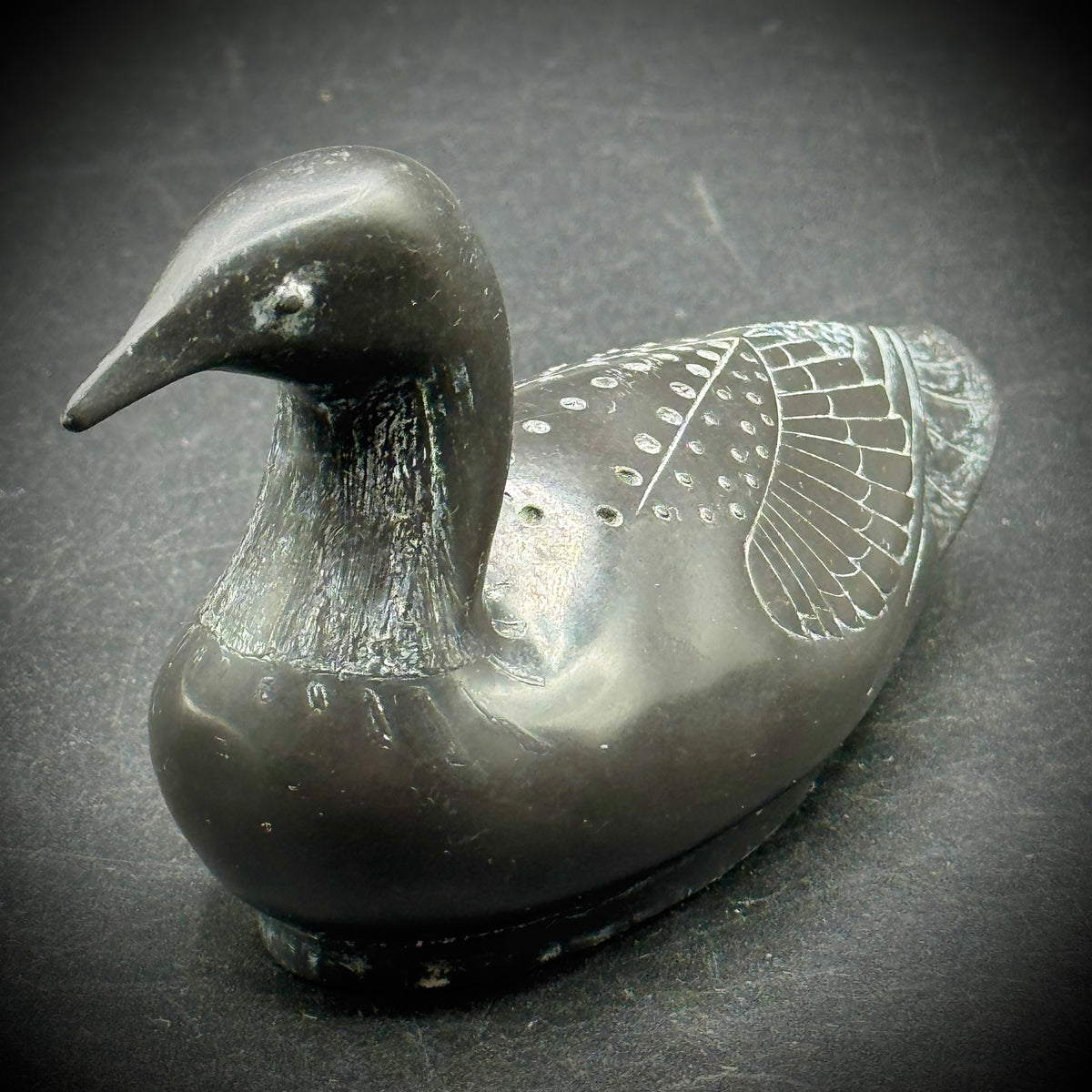 Pair of Native Folk Art Carved Pearlite Loons