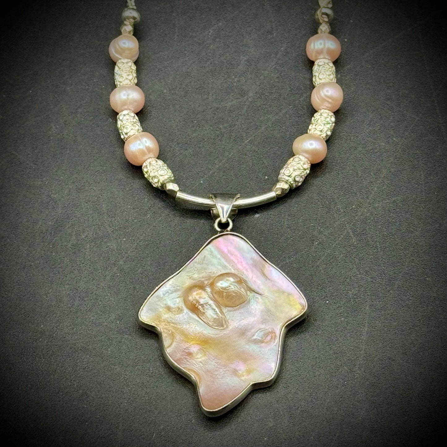 RARE Mother of Pearl and Keshi Necklace
