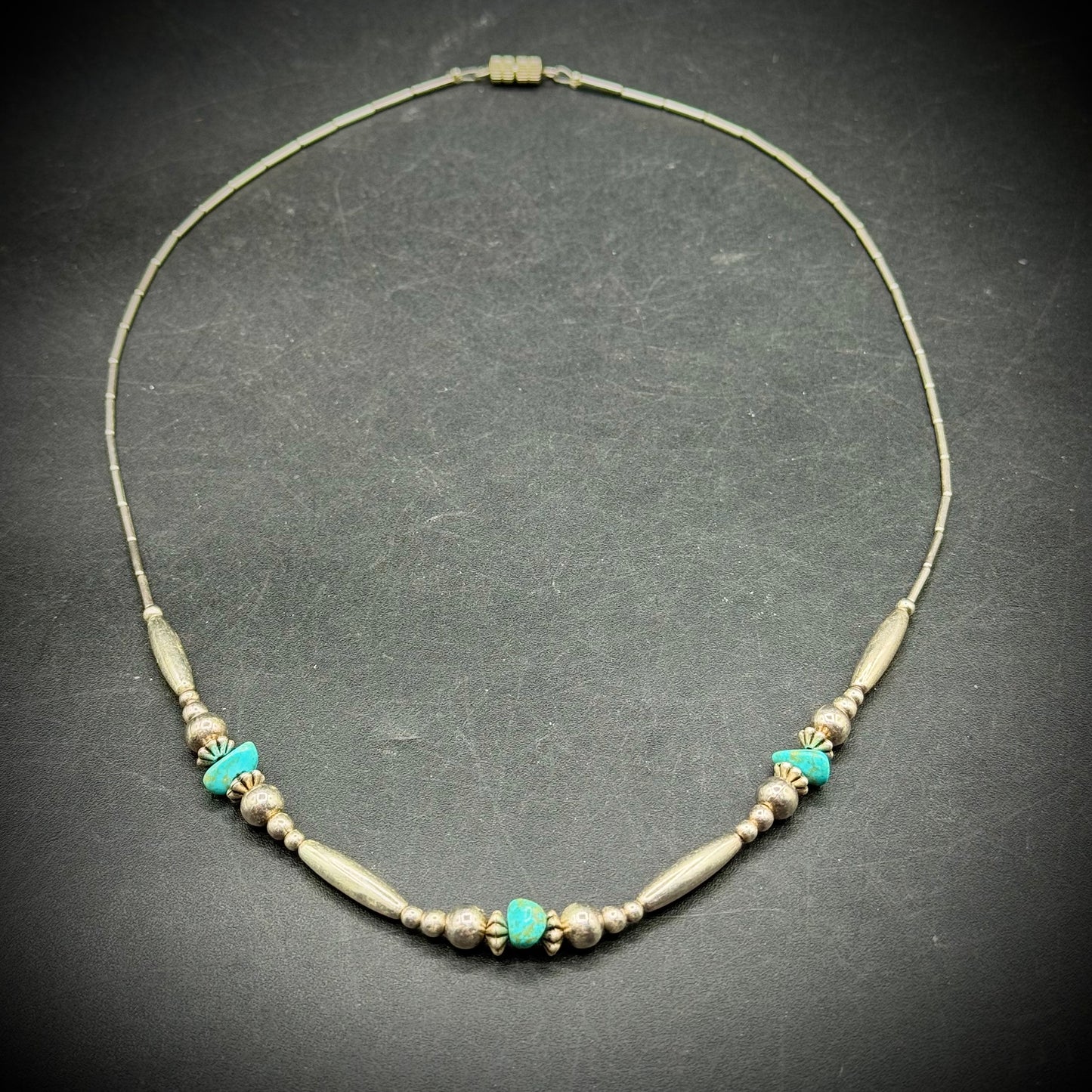 Necklace with Real Turquoise Pieces