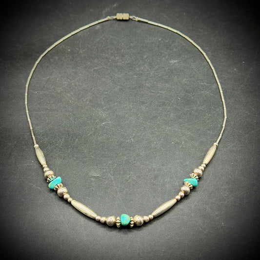 Necklace with Real Turquoise Pieces