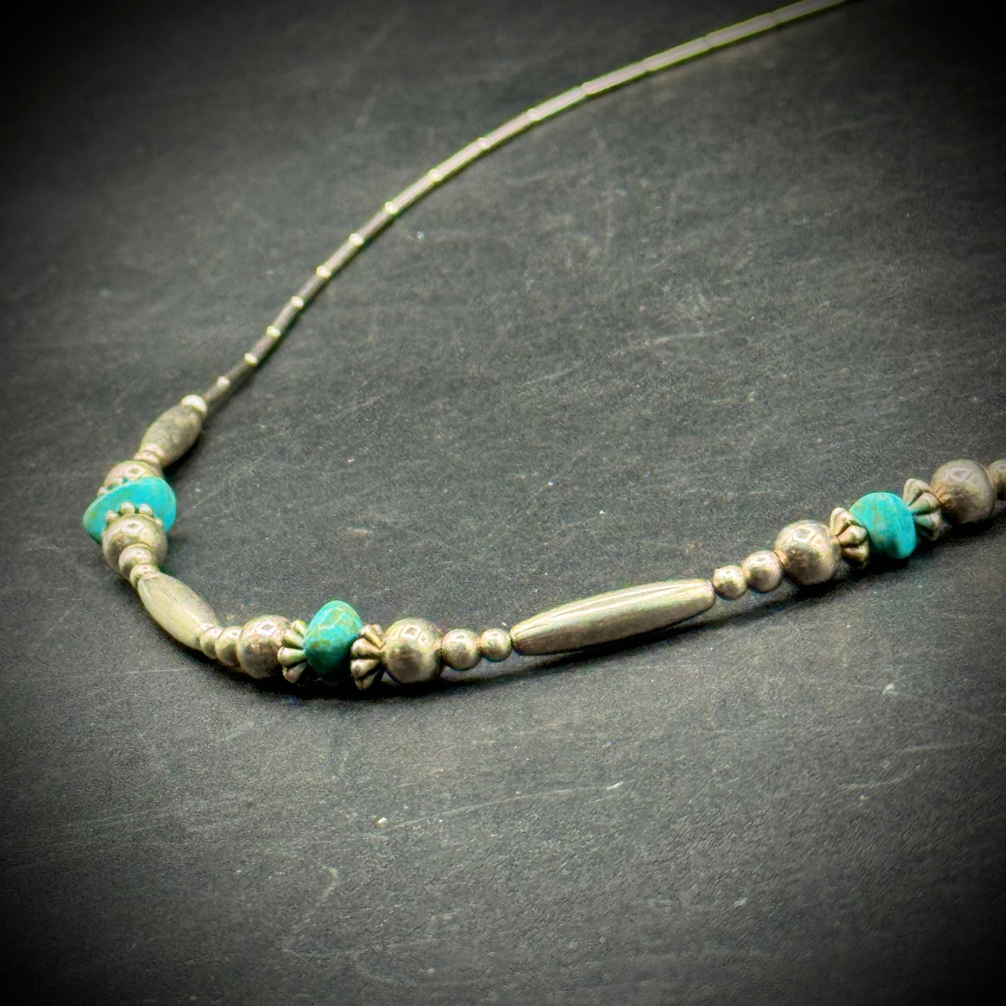 Necklace with Real Turquoise Pieces