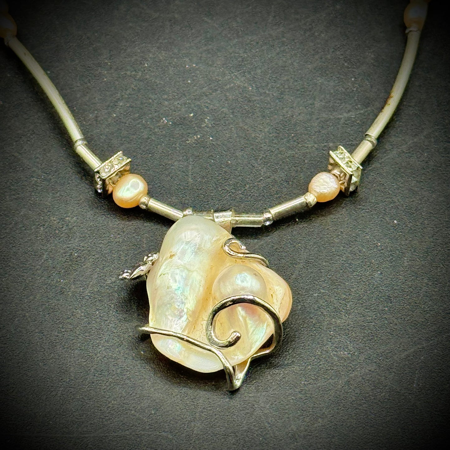 Mother of Pearl with Keshi Accent Necklace