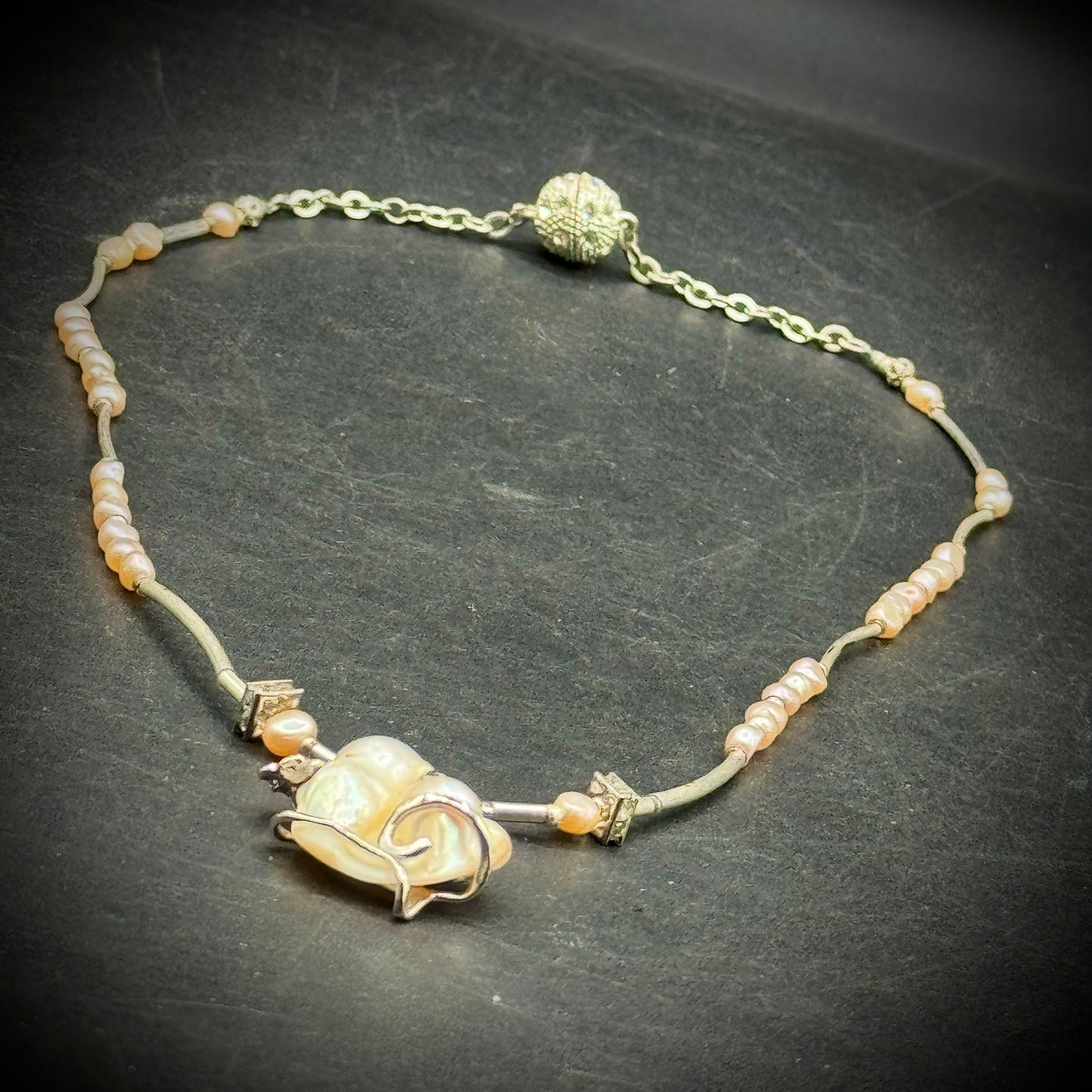 Mother of Pearl with Keshi Accent Necklace