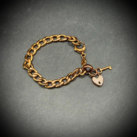 Fossil Designer Lock and Key Charm Bracelet