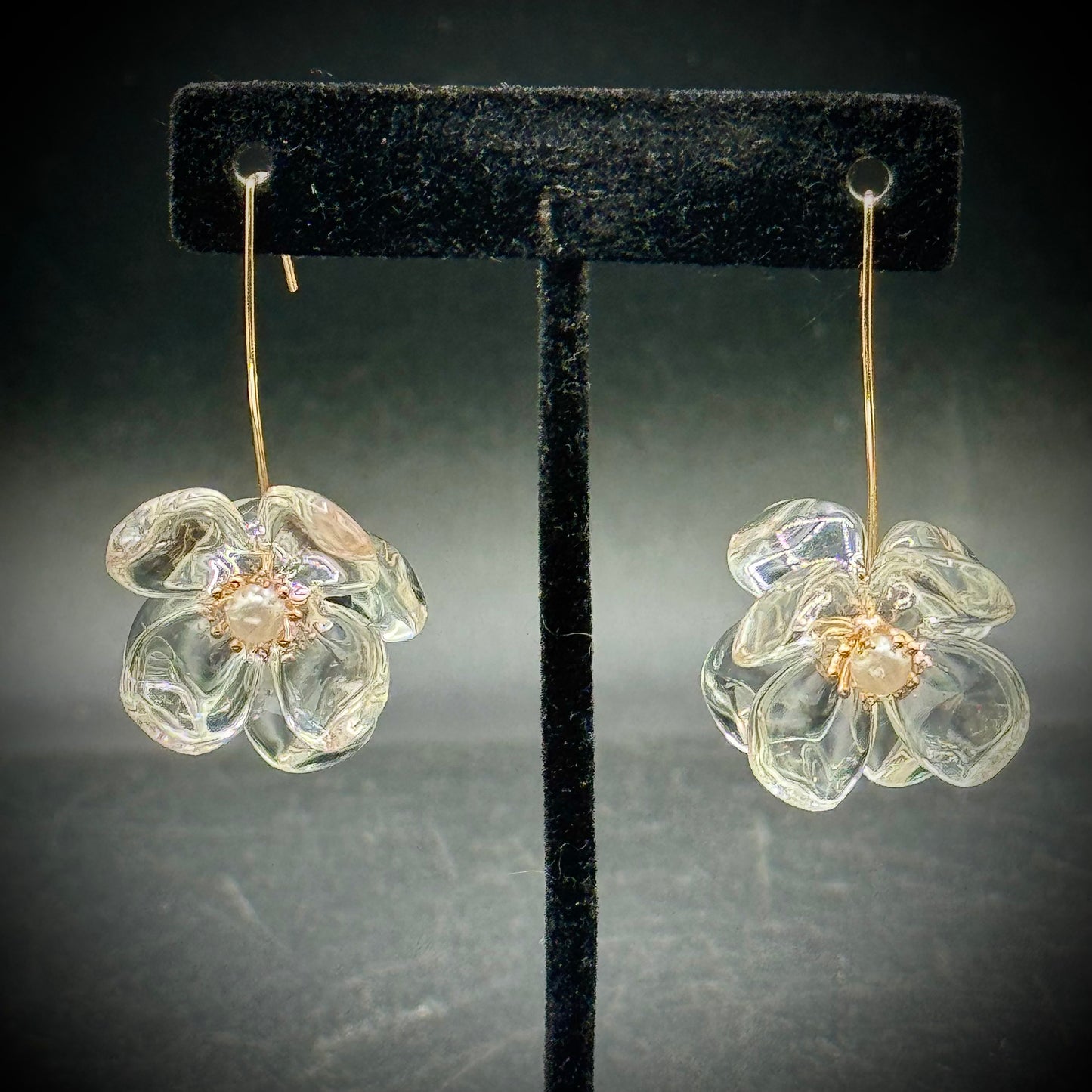 Vintage Lucite Flower Dangle Earrings