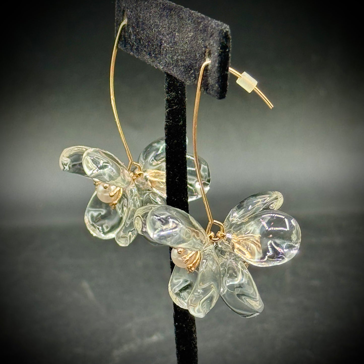 Vintage Lucite Flower Dangle Earrings