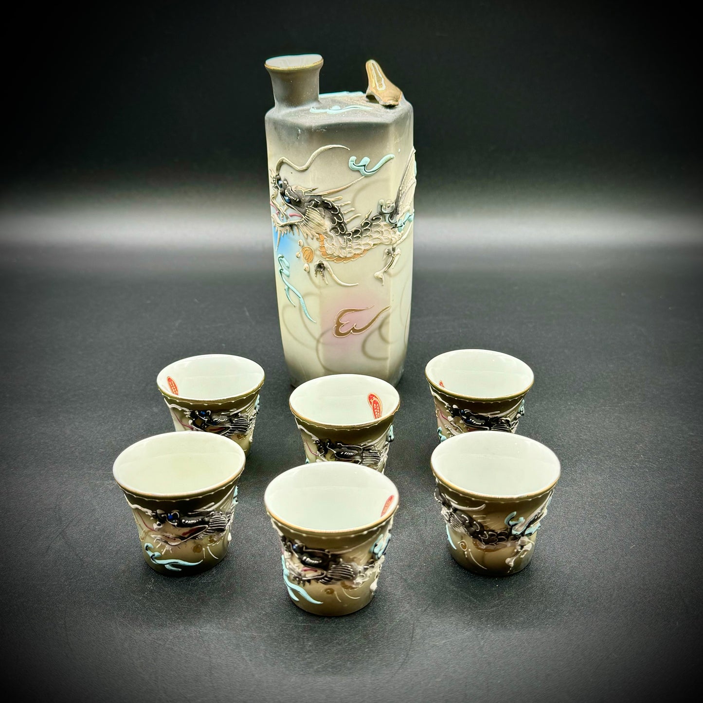 Vintage Dragonware Lithophane Sake Set