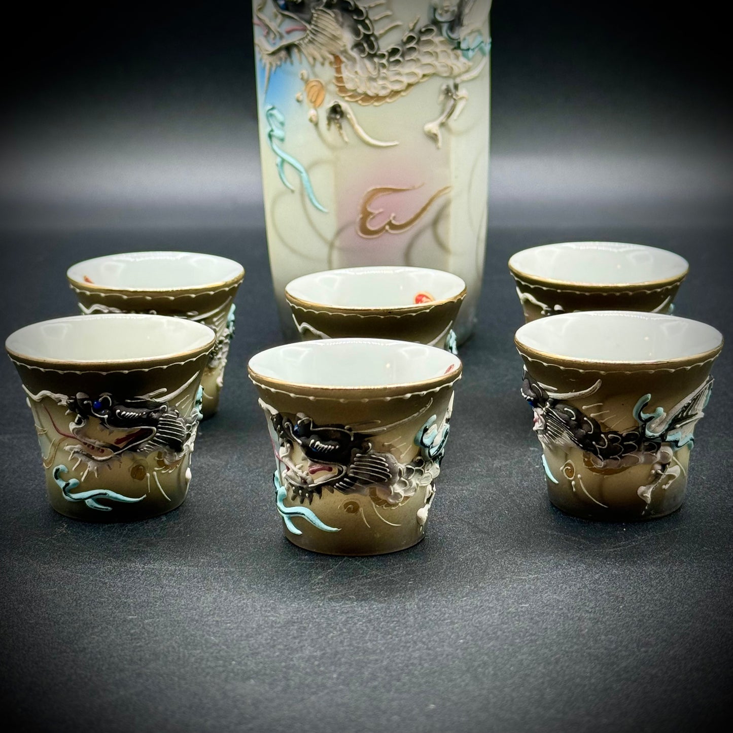 Vintage Dragonware Lithophane Sake Set