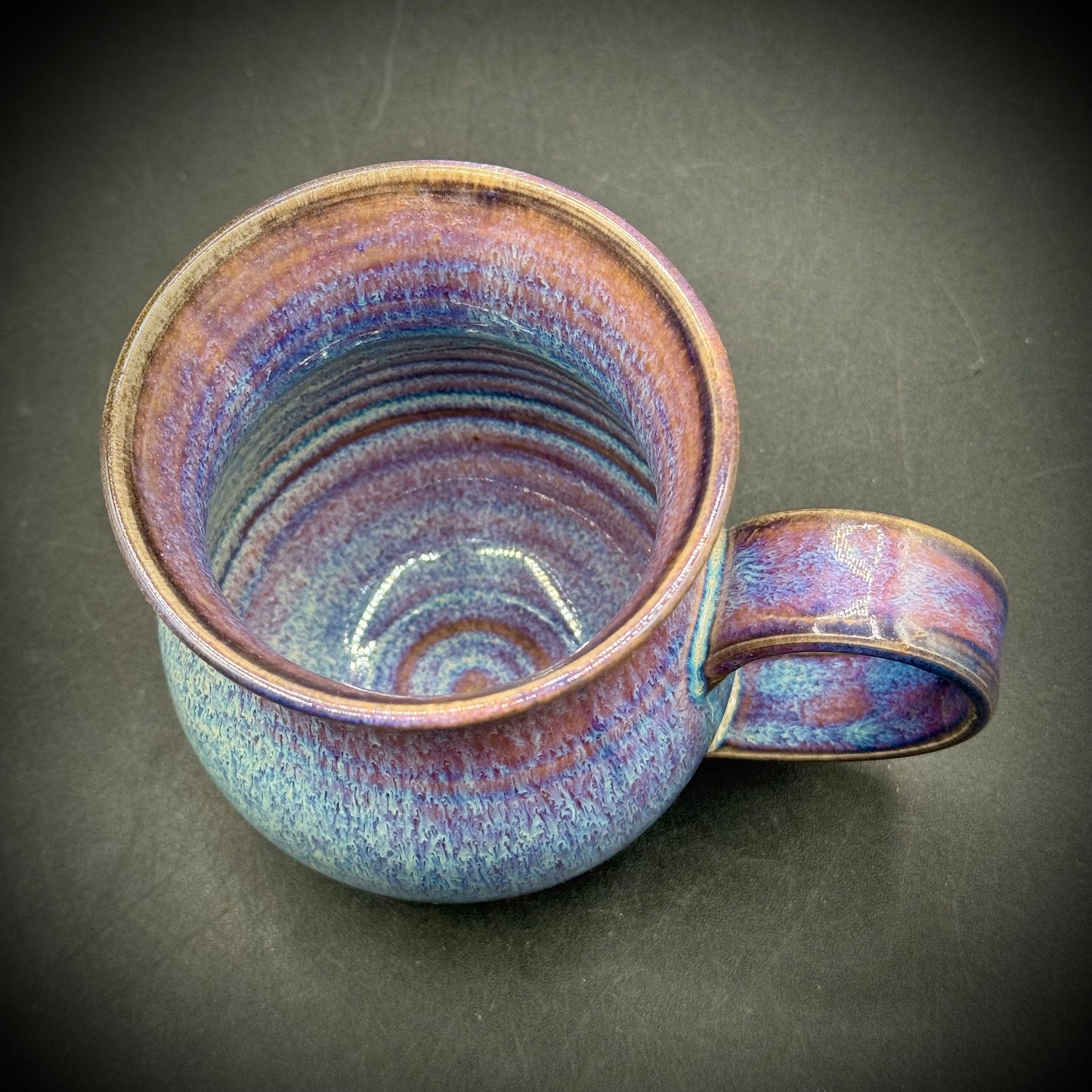 Artist Signed Ceramic Blue & Lavender Glaze Mug