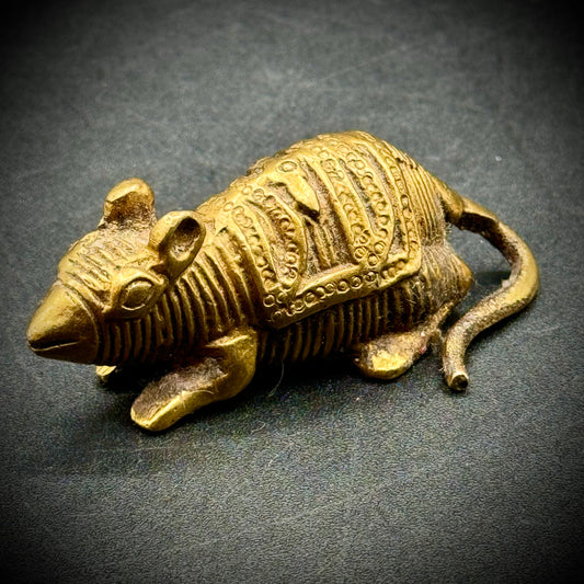 Egyptian Revival Small Brass Rat Figurine