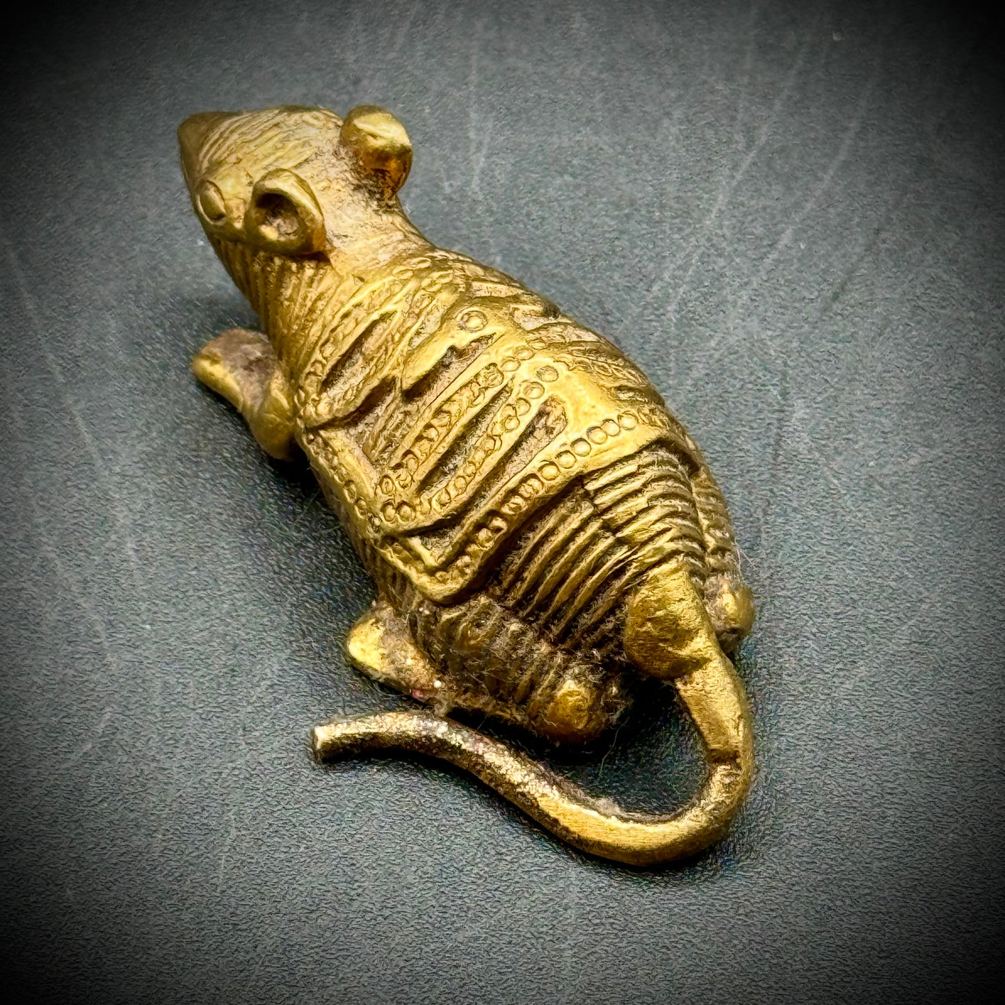 Egyptian Revival Small Brass Rat Figurine