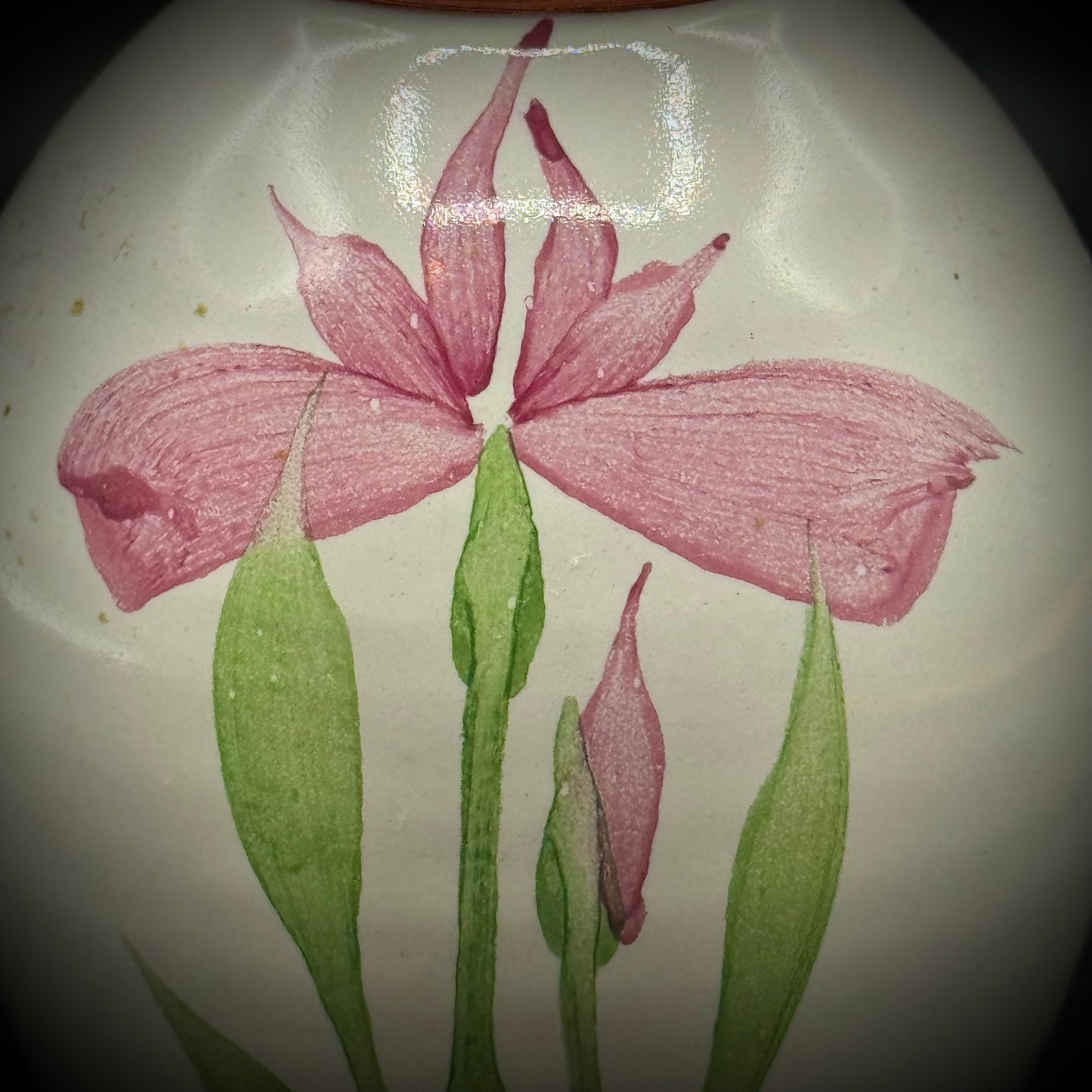 Emerson Creek Pottery Redware Bud Vase with Flower Motif