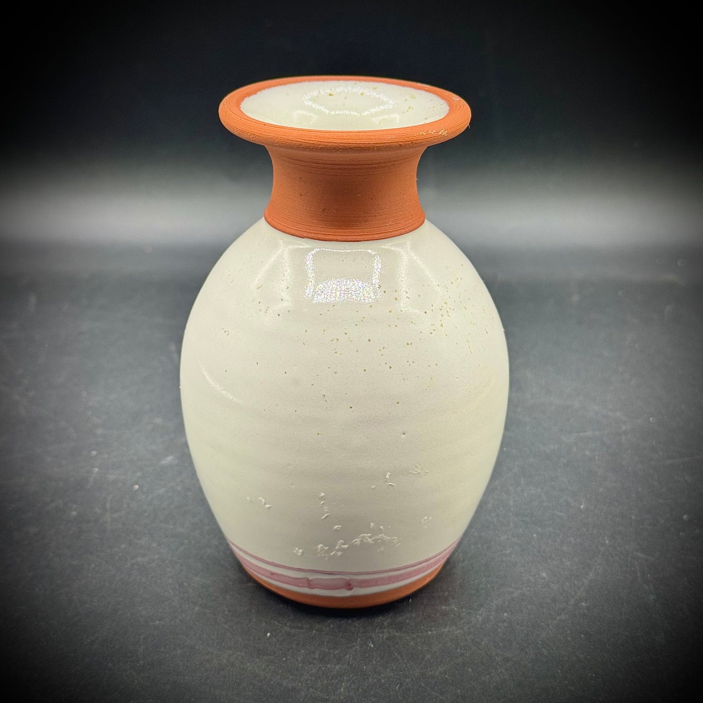 Emerson Creek Pottery Redware Bud Vase with Flower Motif