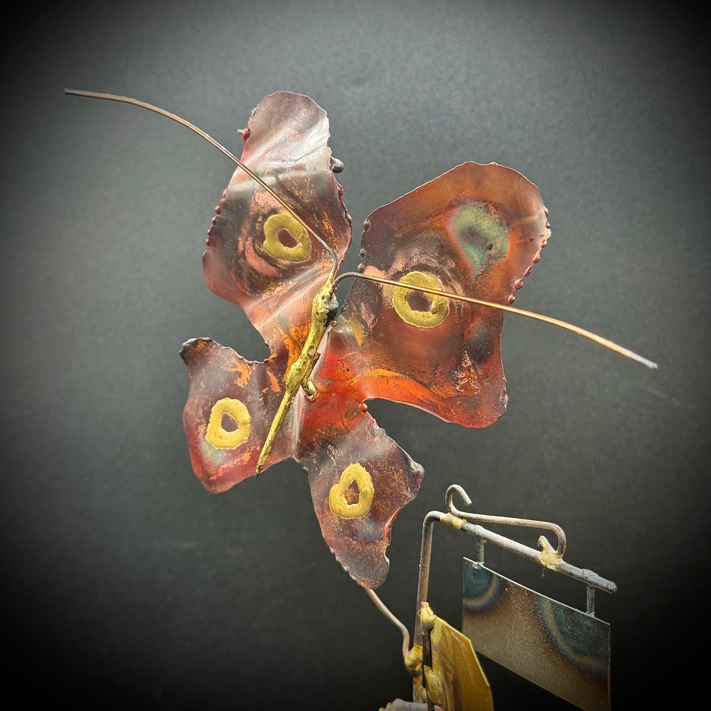 Vintage Curtis Jere Style MCM Butterfly & Mailbox Metal & Wood Sculpture